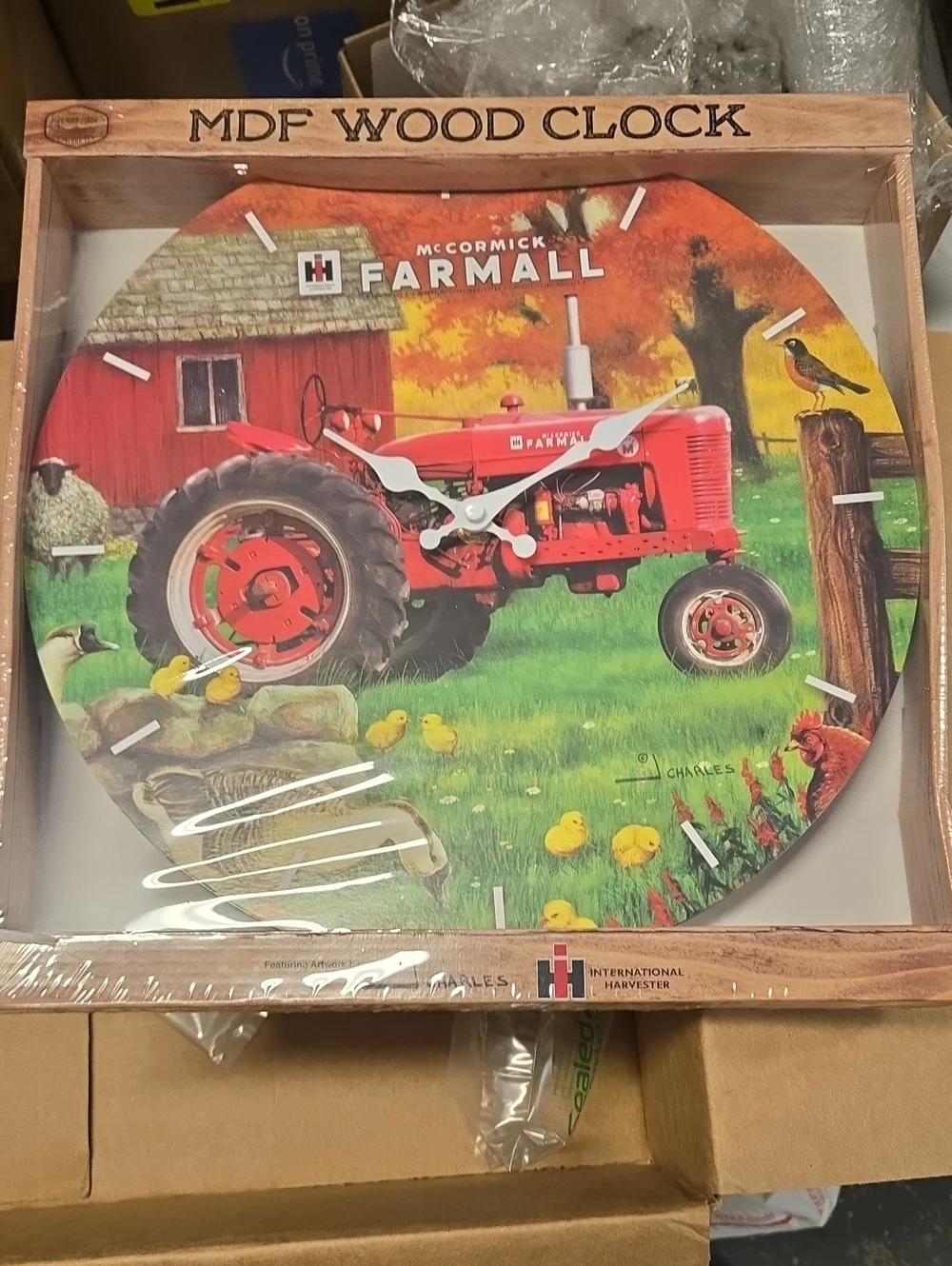 Farmall Tractor Wood Wall Clock